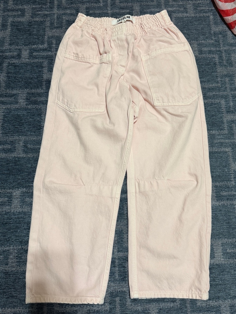 Secular Women’s M Light Pink Elastic-Waist Utility Barrel Ankle length pant